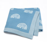HKM-426259 Knitted Rainbow Hug Blanket for Babies - Soft Acrylic Comforter in Pastel Colors (70 x 90cm)