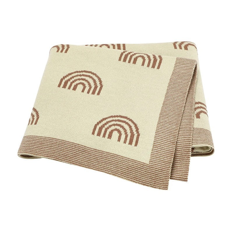 HKM-426259 Knitted Rainbow Hug Blanket for Babies - Soft Acrylic Comforter in Pastel Colors (70 x 90cm)