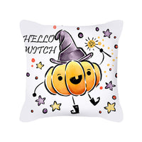 HKM-426323 Cute Pumpkin Ghost Peach Skin Halloween Pillowcase Cushion Cover – Soft Cartoon Design 45x45cm