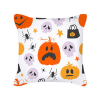 HKM-426323 Cute Pumpkin Ghost Peach Skin Halloween Pillowcase Cushion Cover – Soft Cartoon Design 45x45cm