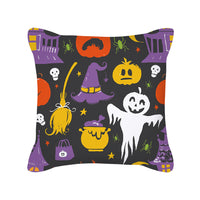 HKM-426323 Cute Pumpkin Ghost Peach Skin Halloween Pillowcase Cushion Cover – Soft Cartoon Design 45x45cm