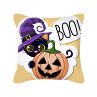 HKM-426323 Cute Pumpkin Ghost Peach Skin Halloween Pillowcase Cushion Cover – Soft Cartoon Design 45x45cm