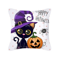 HKM-426323 Cute Pumpkin Ghost Peach Skin Halloween Pillowcase Cushion Cover – Soft Cartoon Design 45x45cm