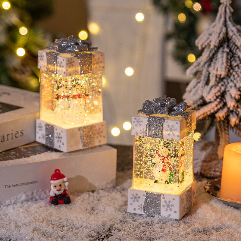 HKM-426387 Christmas Crystal Ball Gift Boxes with Lights - Small Size for Snowman and Tree Decor