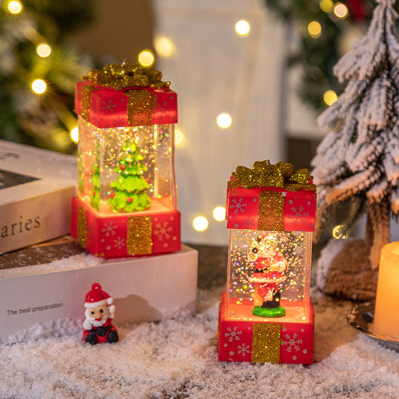 HKM-426387 Christmas Crystal Ball Gift Boxes with Lights - Small Size for Snowman and Tree Decor