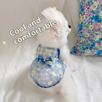 HKM-426515 Daisy Print Mesh Pet Vest in Blue, Purple, and Orange - Sizes XS to XL