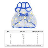 HKM-426515 Daisy Print Mesh Pet Vest in Blue, Purple, and Orange - Sizes XS to XL