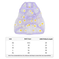 HKM-426515 Daisy Print Mesh Pet Vest in Blue, Purple, and Orange - Sizes XS to XL