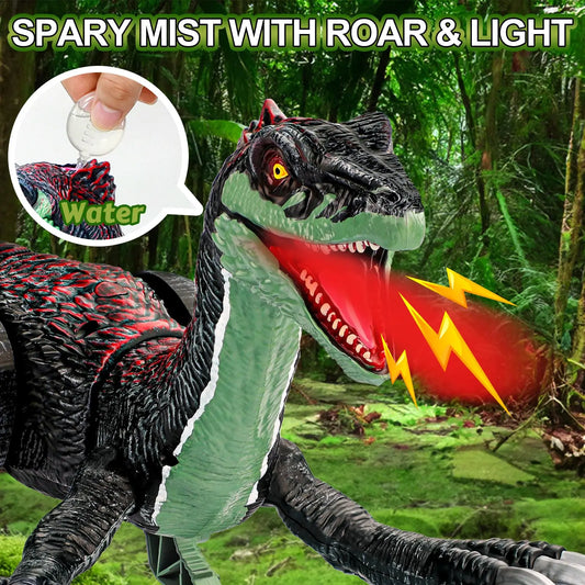 HKM-426579 Remote Control Walking Dinosaur Toy with Light, Sound, and Spray Features for Ages 5 and Up