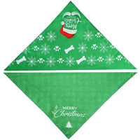 HKM-426643 Triangle Pet Towel for Dogs - Reversible Designs in Red Deer, Snowman, and Green Bottoms, Polyester Material