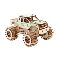 HKM-426643 Wooden DIY Assembled Car Simulation Model Educational 3D Puzzle for Ages 7-14