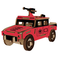 HKM-426643 Wooden DIY Assembled Car Simulation Model Educational 3D Puzzle for Ages 7-14