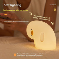 HKM-426707 Cute Silicone Duck LED Night Light - USB Rechargeable Touch Mood Lamp for Kids and Adults, Auto-Off Timer, Soft Bedside Decor