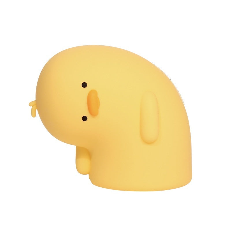 HKM-426707 Cute Silicone Duck LED Night Light - USB Rechargeable Touch Mood Lamp for Kids and Adults, Auto-Off Timer, Soft Bedside Decor