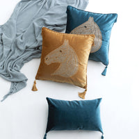 HKM-426899 Elegant Plush Horse Head Pillow Cover for Bedroom and Living Room - Various Colors Available