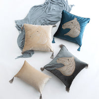 HKM-426899 Elegant Plush Horse Head Pillow Cover for Bedroom and Living Room - Various Colors Available