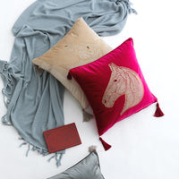 HKM-426899 Elegant Plush Horse Head Pillow Cover for Bedroom and Living Room - Various Colors Available