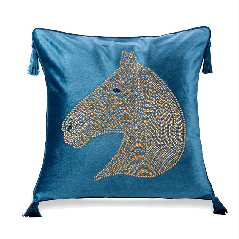 HKM-426899 Elegant Plush Horse Head Pillow Cover for Bedroom and Living Room - Various Colors Available