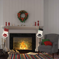 HKM-427219 Buffalo Plaid Pet Stockings with Paw Pattern for Dogs and Cats - Holiday Hanging Decor