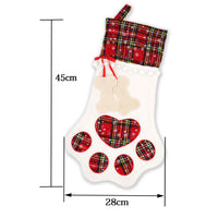 HKM-427219 Buffalo Plaid Pet Stockings with Paw Pattern for Dogs and Cats - Holiday Hanging Decor