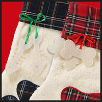 HKM-427219 Buffalo Plaid Pet Stockings with Paw Pattern for Dogs and Cats - Holiday Hanging Decor