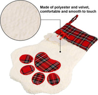 HKM-427219 Buffalo Plaid Pet Stockings with Paw Pattern for Dogs and Cats - Holiday Hanging Decor