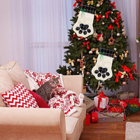HKM-427219 Buffalo Plaid Pet Stockings with Paw Pattern for Dogs and Cats - Holiday Hanging Decor