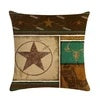 HKM-427219 Cowboy Themed Decorative Throw Pillow Cushion Covers - 45cm x 45cm, Printed Front, Plain Cotton Linen Back