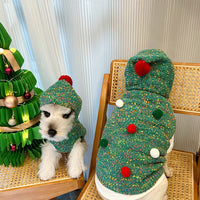 HKM-427347 Cozy Green Woolen Hooded Vest for Dogs - Casual Pet Sweater for Autumn and Winter