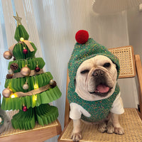 HKM-427347 Cozy Green Woolen Hooded Vest for Dogs - Casual Pet Sweater for Autumn and Winter