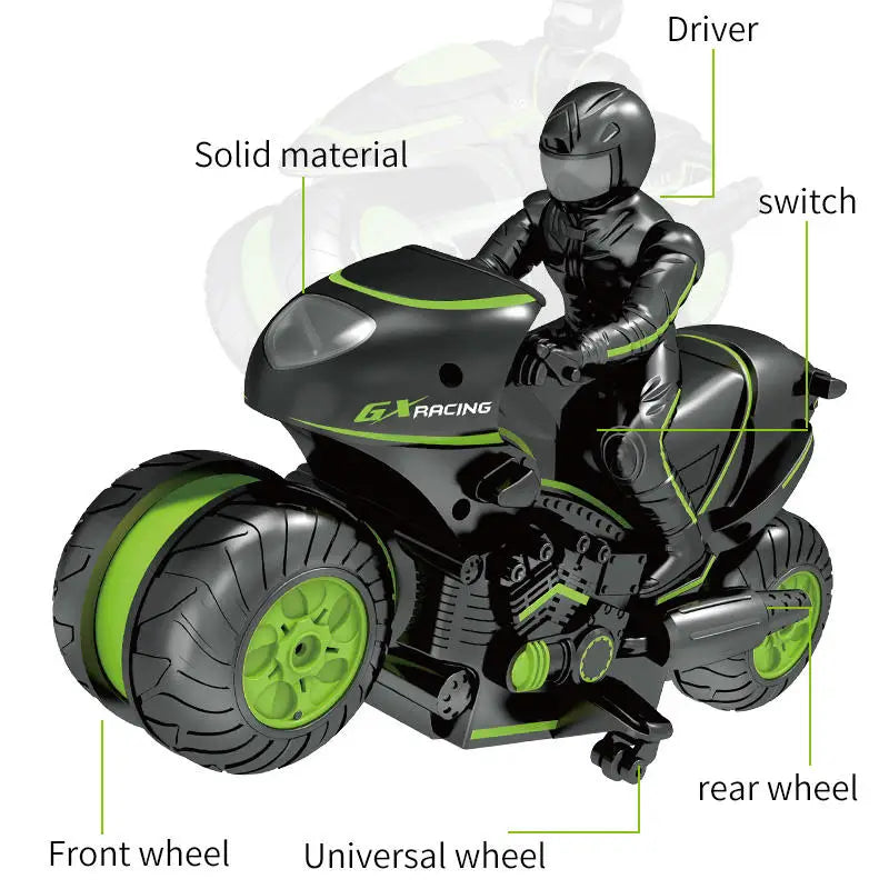 HKM-427347 RC Stunt Motorcycle Toy for Kids - 360° Rotation and Drift Remote Control, Suitable for Ages 5+