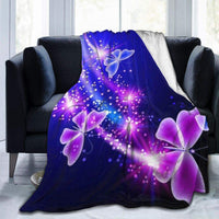 HKM-427411 Purple Flannel Blanket for All Seasons - Soft Polyester Material
