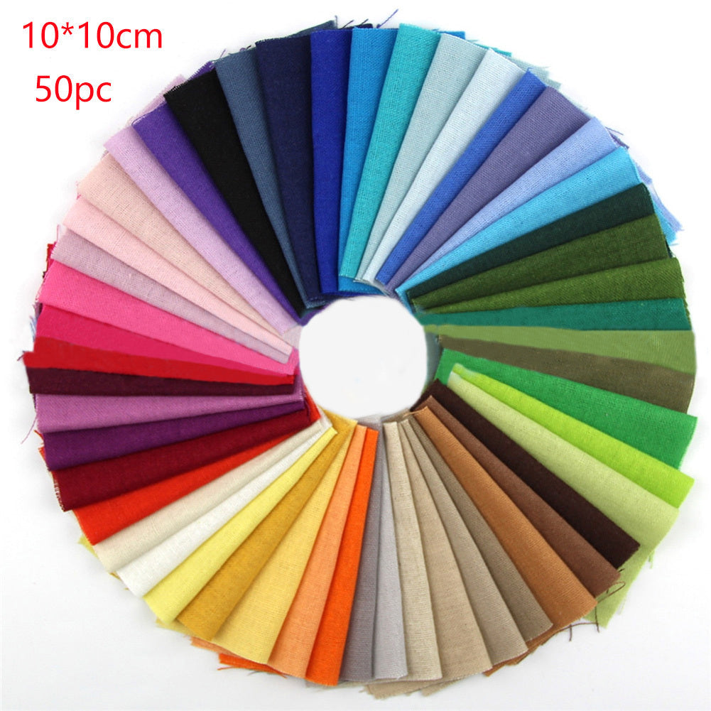 HKM-427923 Cotton and Linen Fabric for Crafts - Assorted 15 Pieces (20x25cm) and 50 Pieces (10x10cm)