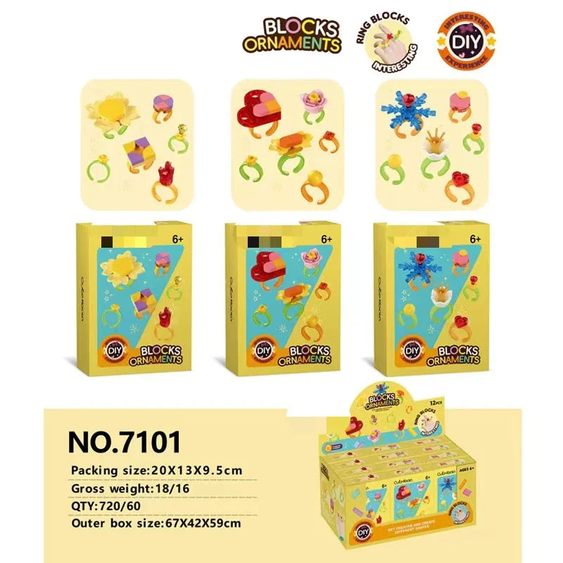 KTX-427923 DIY Building Block Jewelry Set - Creative Assembled Bricks for Girls, Decorative Dessert Flowers and Hair Bands