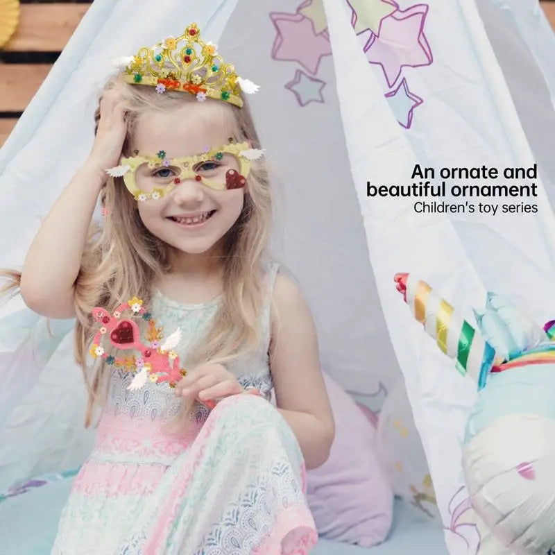 KTX-427923 DIY Building Block Jewelry Set - Creative Assembled Bricks for Girls, Decorative Dessert Flowers and Hair Bands