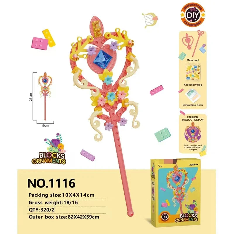 KTX-427923 DIY Building Block Jewelry Set - Creative Assembled Bricks for Girls, Decorative Dessert Flowers and Hair Bands