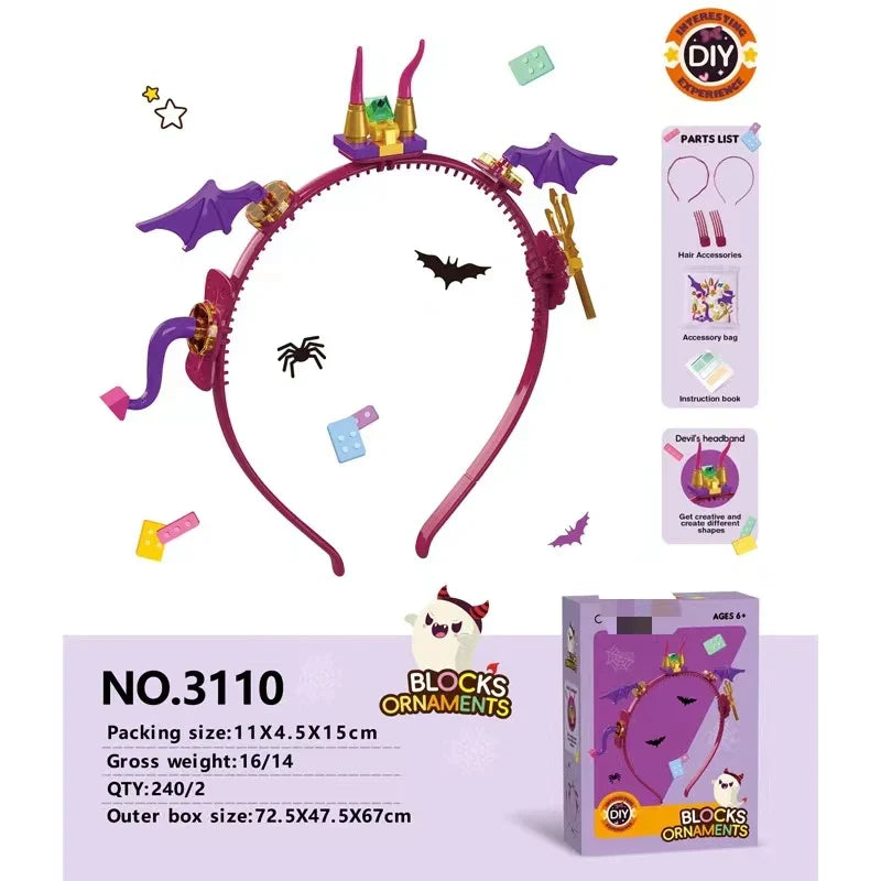 KTX-427923 DIY Building Block Jewelry Set - Creative Assembled Bricks for Girls, Decorative Dessert Flowers and Hair Bands