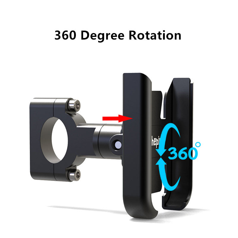 HKM-428307 CNC Aluminum Alloy Bicycle Phone Holder for 4-7 Inch Phones, 360-Degree Rotation, Fits 20-30mm Tubes