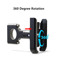 HKM-428307 CNC Aluminum Alloy Bicycle Phone Holder for 4-7 Inch Phones, 360-Degree Rotation, Fits 20-30mm Tubes