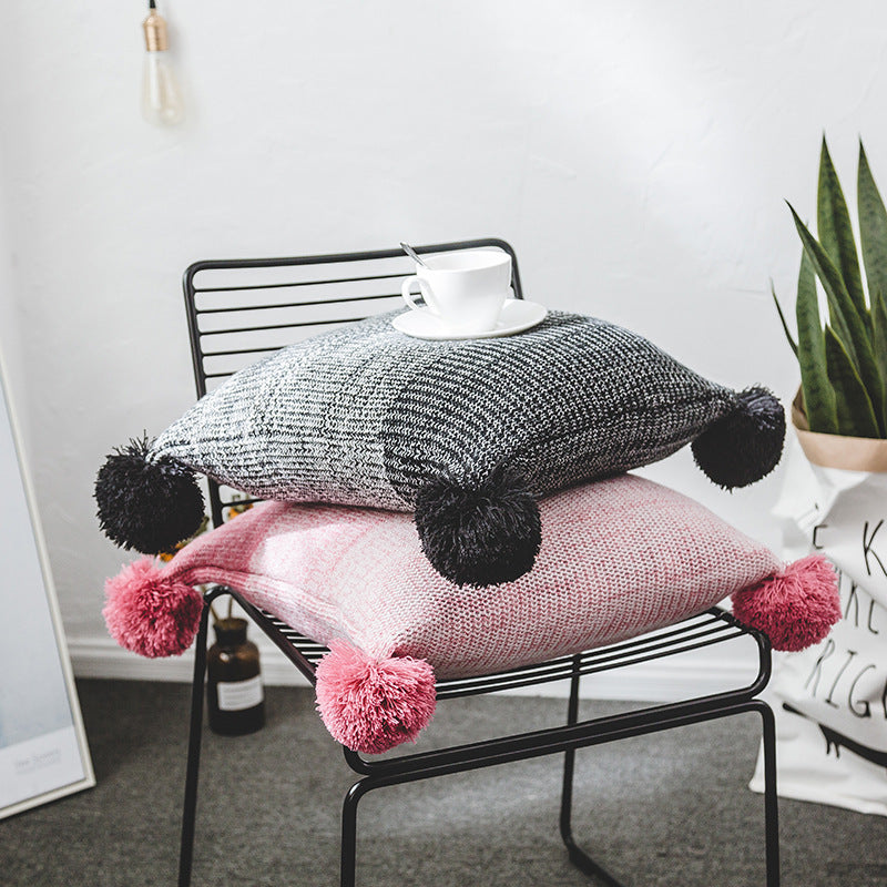 HKM-428307 Nordic Style Acrylic Pillowcase for Cushion Cover – 45x45cm in Pink and Black