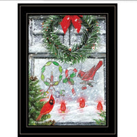 HKM-428371 Framed Print of Holiday Artwork Featuring "Christmas Peace" by Ed Wargo in Black Frame, Ready to Hang