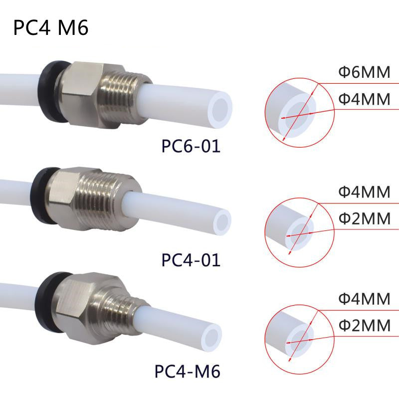 HKM-428435 PC4-M6/Pc6-01 Straight-Through Pneumatic Quick Connector for 3D Printers