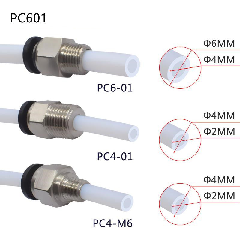 HKM-428435 PC4-M6/Pc6-01 Straight-Through Pneumatic Quick Connector for 3D Printers