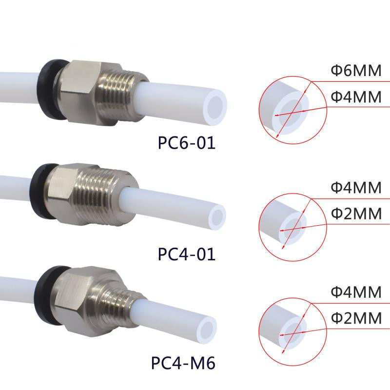 HKM-428435 PC4-M6/Pc6-01 Straight-Through Pneumatic Quick Connector for 3D Printers