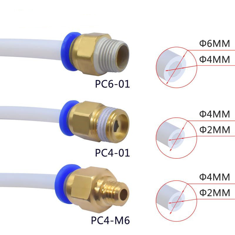 HKM-428435 PC4-M6/Pc6-01 Straight-Through Pneumatic Quick Connector for 3D Printers