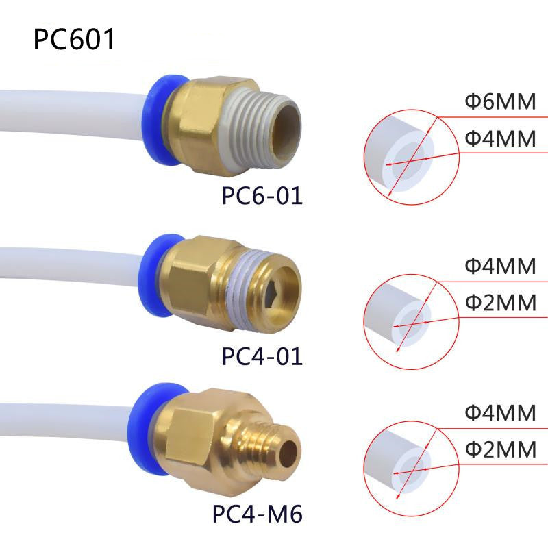 HKM-428435 PC4-M6/Pc6-01 Straight-Through Pneumatic Quick Connector for 3D Printers