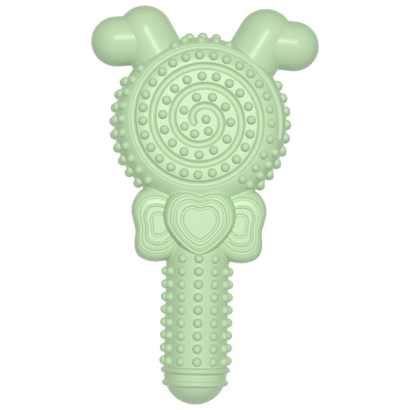 HKM-428563 Bite-Resistant TPR Dog Toy - Lollipop Shape in Gentle Blue, Cherry Blossom, Avocado Green