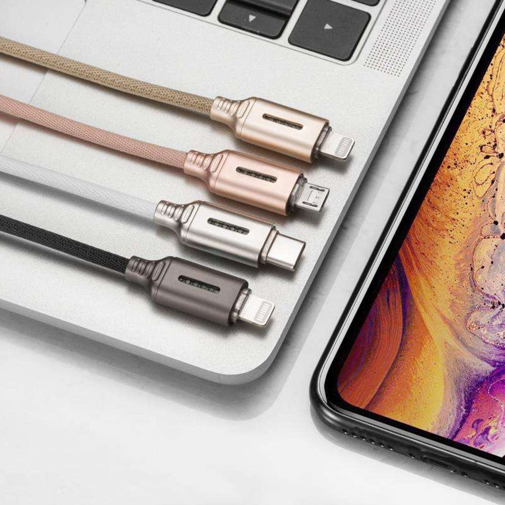 HKM-428627 Durable Fabric Weaving Fast Charging Cable with Type-C Interface - 1M Length