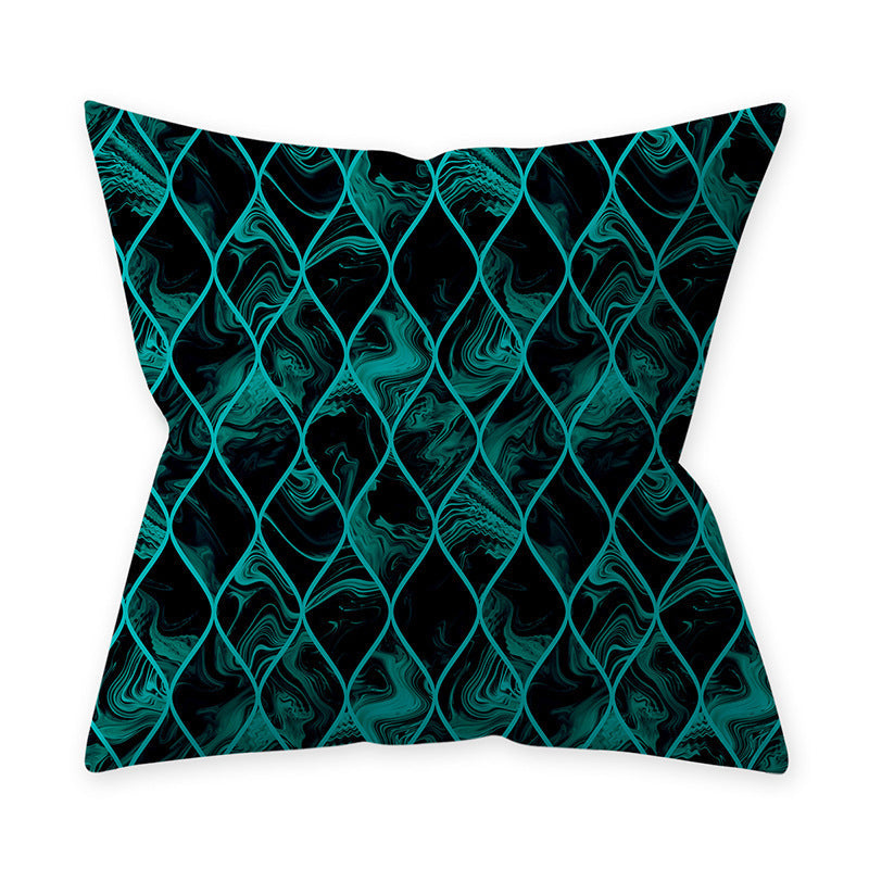 HKM-428627 Teal Blue Green Hug Pillowcase in Peach Skin Material – Soft Decorative Cushion Cover