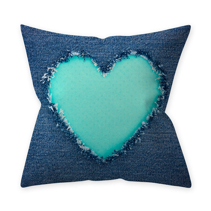 HKM-428627 Teal Blue Green Hug Pillowcase in Peach Skin Material – Soft Decorative Cushion Cover